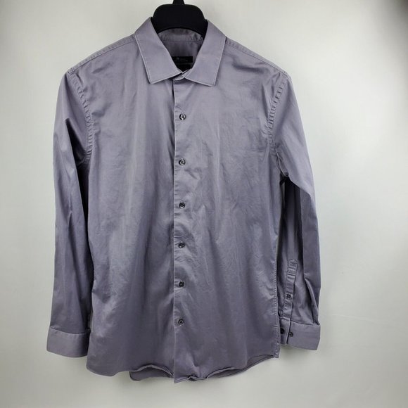 Marc Anthony Slim Fit Button Down Long Sleeve Dress Shirt Mens 16.5-34/35" Gray - Picture 1 of 6
